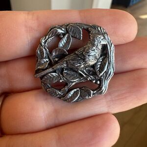 Birds and Blooms Cardinal Brooch Pin Vintage 1999 Limited Edition Pewter Bird